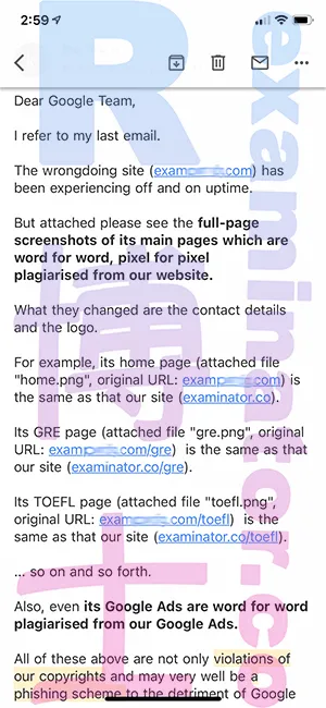 DMCA 移除请求截图